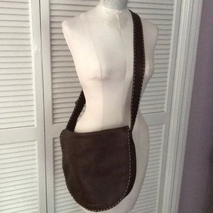 Nicole Miller Brown Leather Crossbody Saddle Bag